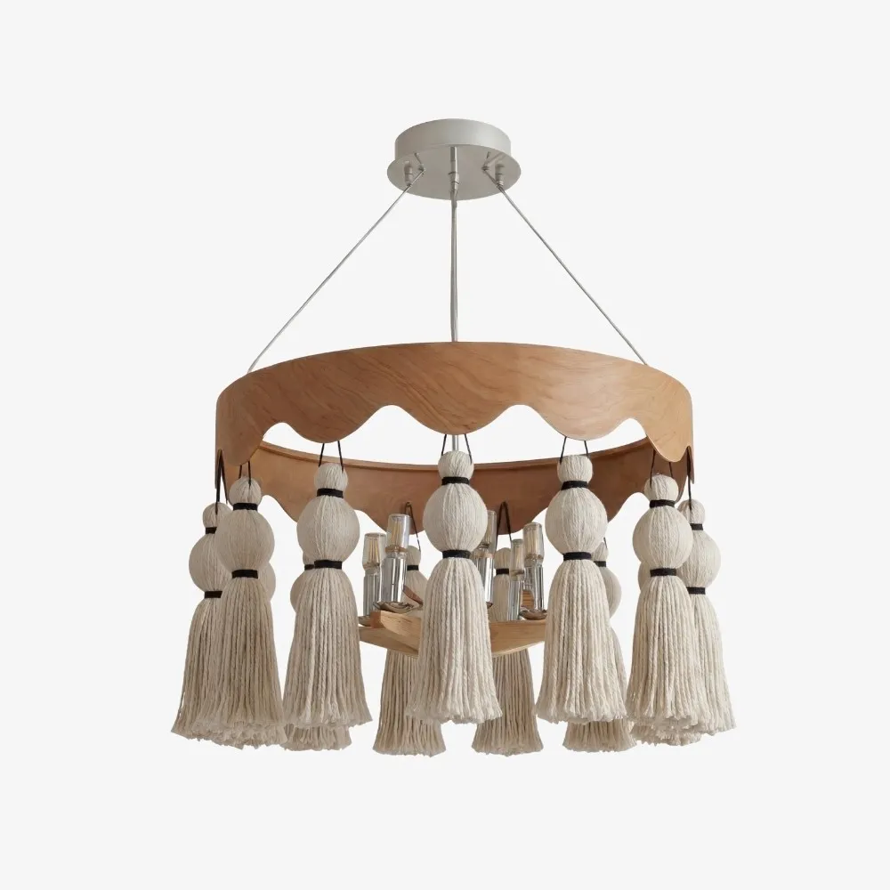 FringeAura Boho Kwastjes Kroonluchter - Grote Kroonluchter met Katoenen Franjes voor Eet- en Woonkamer HL2450