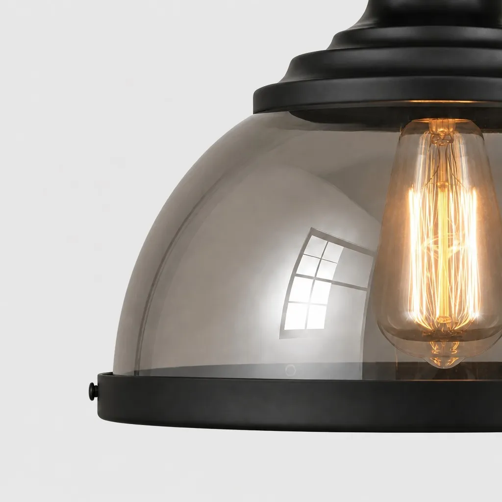 Ivoran industriële hanglamp van metaal met rookkleurig glas - Geschikt voor keukeneiland HL3575