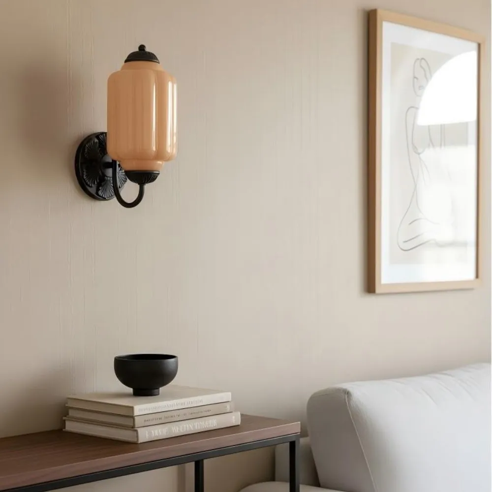 Vintage Melkglas Eloise Kandelaar Wandlamp HL844