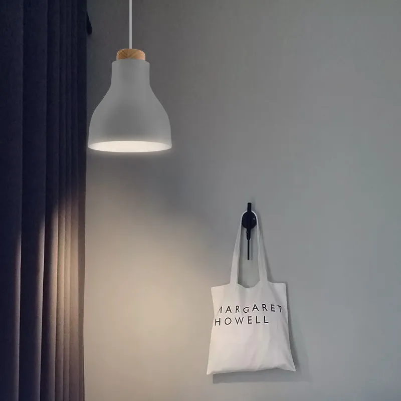 Nordic cilinder hanglamp met houten kop HL197