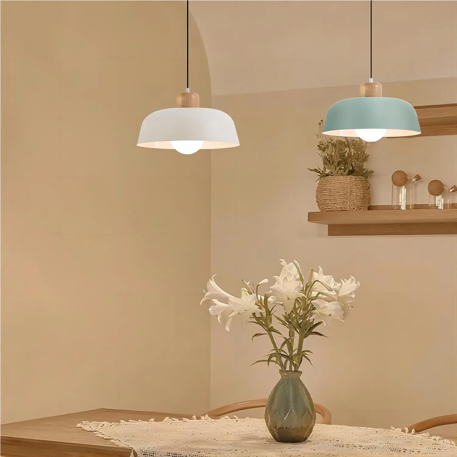Scandinavische Houten Kom Vorm Keuken Hanglamp HL101