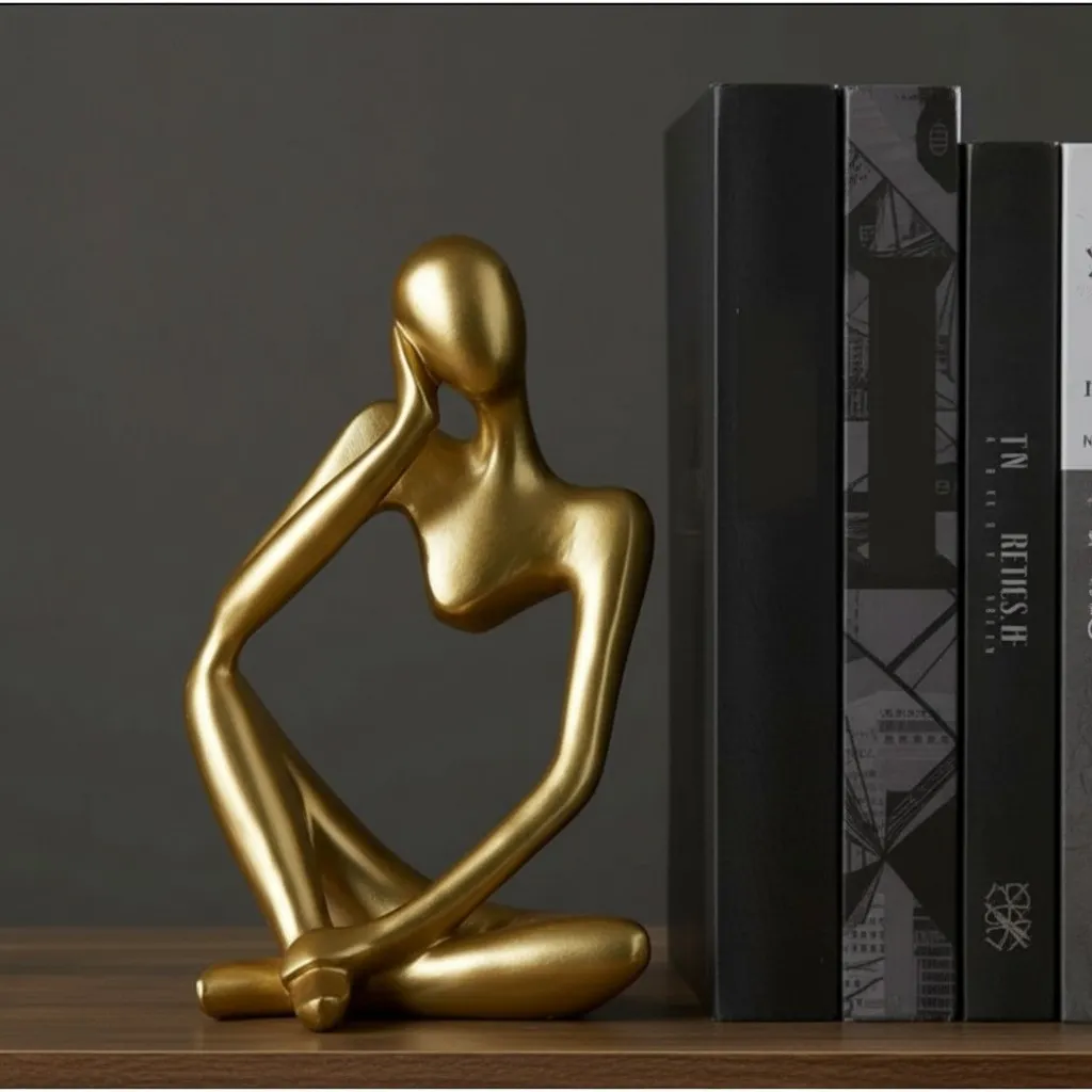 Floxo Lazy Dog en Abstracte Scandinavische Mensenfiguur Minimalistische Sculptuur voor Moderne Planken en Bureaus HL2521