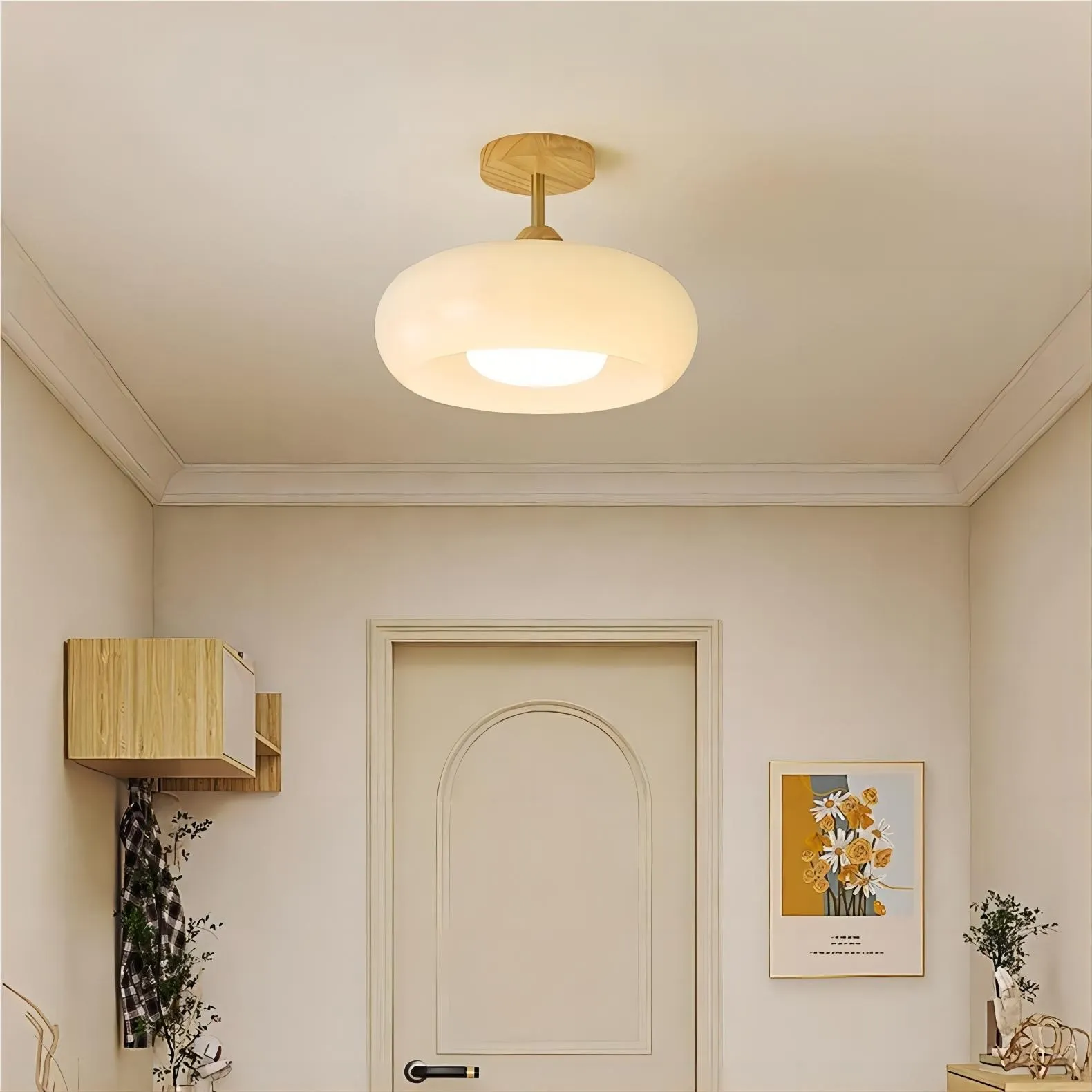Vintage Bauhaus Glazen Schijfplafondlamp HL153