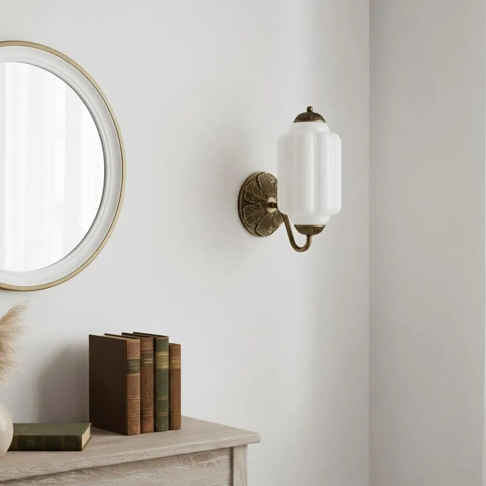 Vintage Melkglas Eloise Kandelaar Wandlamp HL844