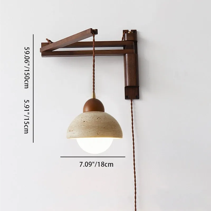 Traditionele Japanse houten travertijn bolvormige intrekbare opvouwbare wandlamp HL1111