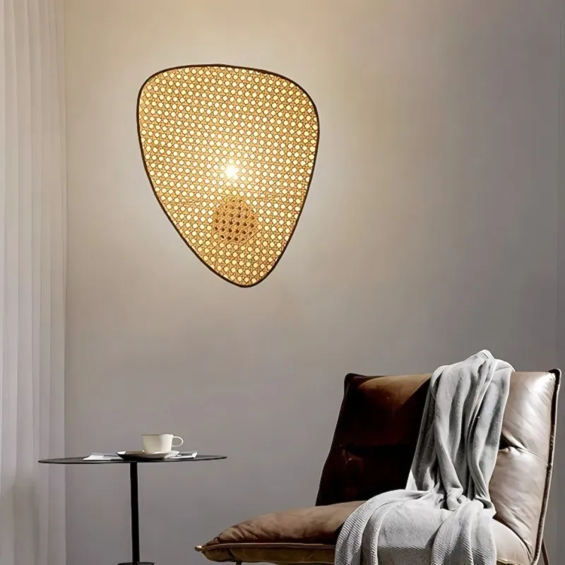 Rustieke Scherm Rotan Wandlamp HL259