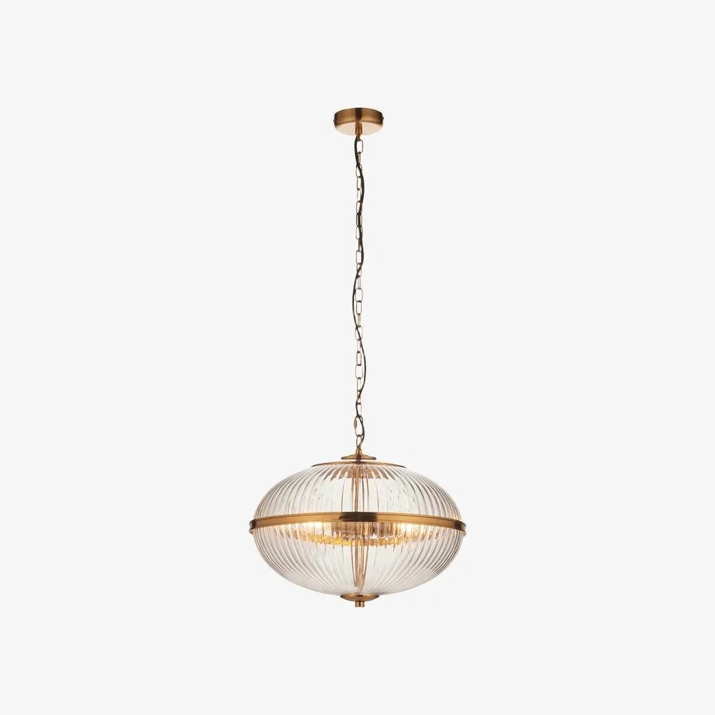 Luntra Moderne hanglamp met meerdere lichtpunten en getextureerd glas voor slaapkamers en gangen HL2147