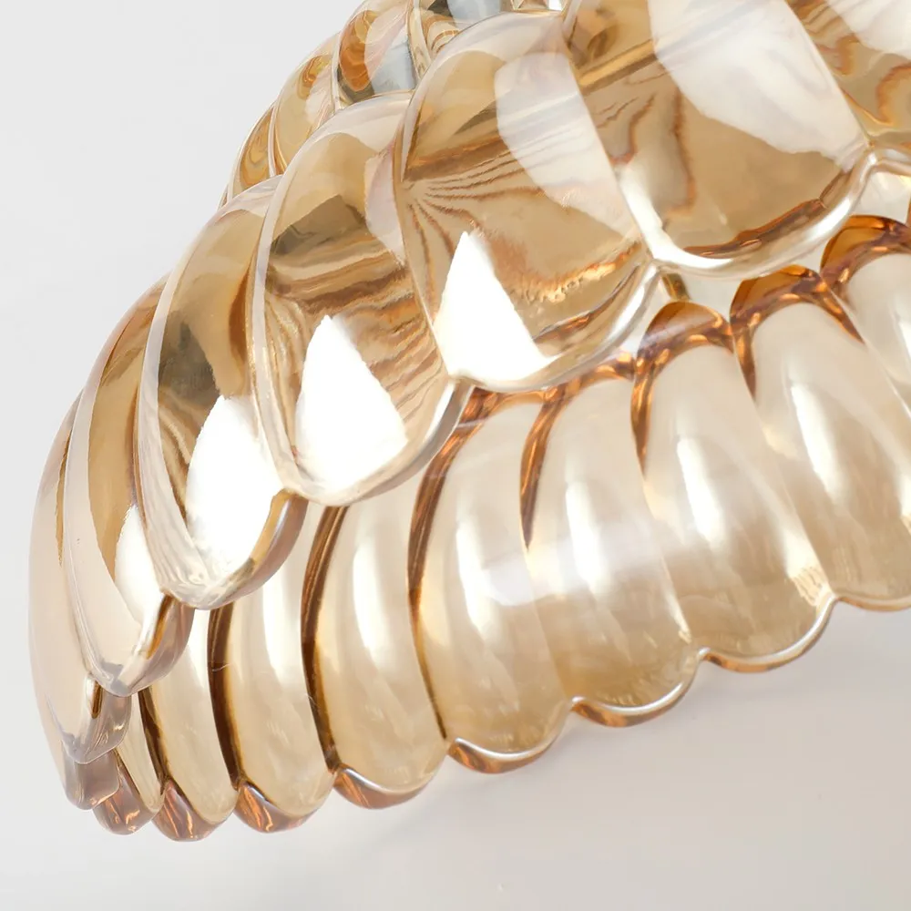 Semi-plafondlamp in parapluvorm, glazen lamp HL945