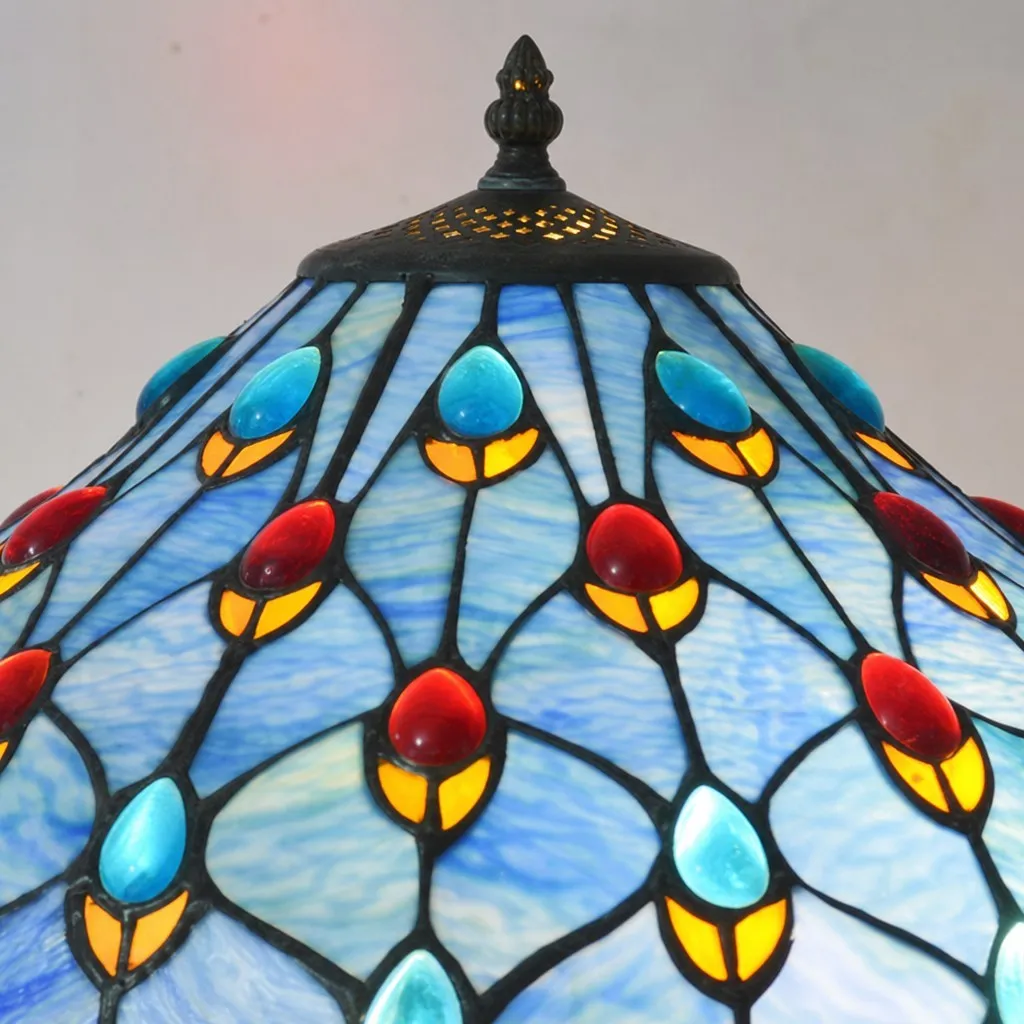 TF Tivanny Art Deco tafellamp met glas-in-lood - Vintage stijl voor slaapkamer of woonkamer HL3566