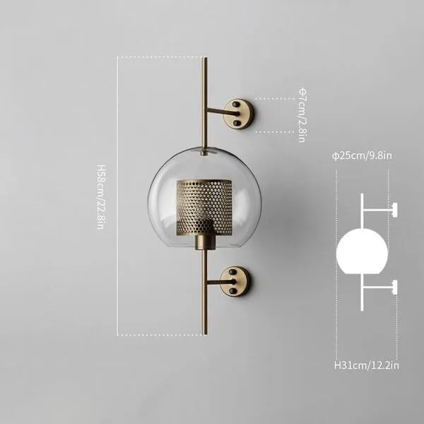 Vintage Glazen Wandlamp Woonkamer Industrieel HL50