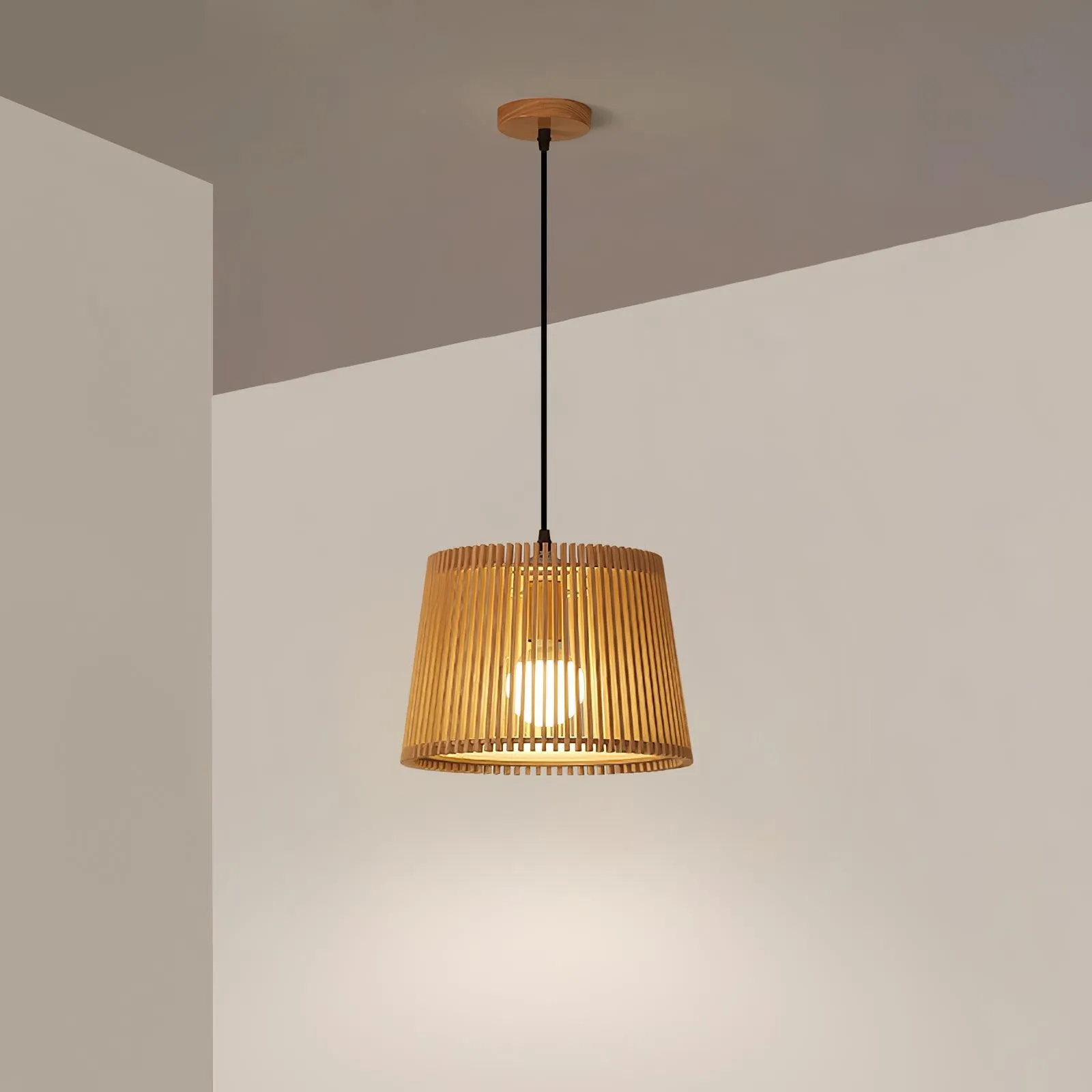 Houten boomstamkleurige kooi hanglamp HL752
