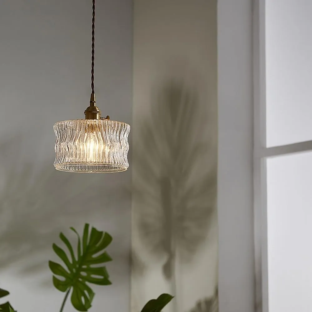 Antiek helder geribbeld glas Slaapkamer keuken hanglamp HL48