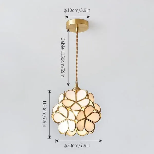 Romantische handgeblazen glazen bloemblad hanglamp HL47