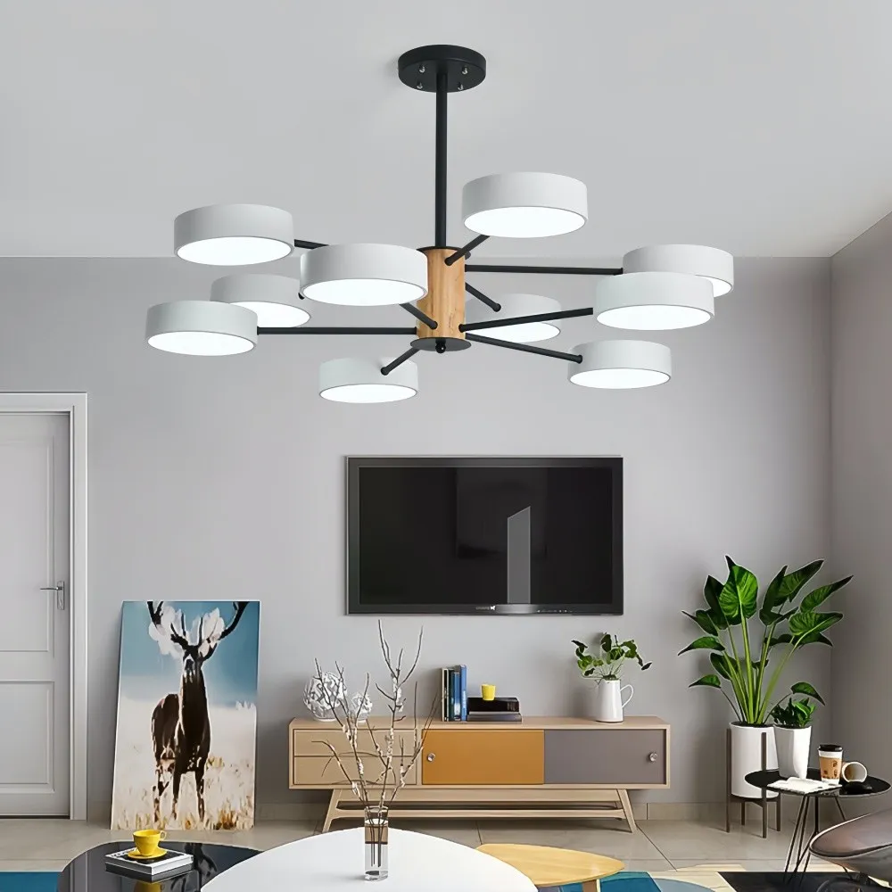 Scandinavische kroonluchter met houten takken - Sputnik Disc LED-lamp HL1352