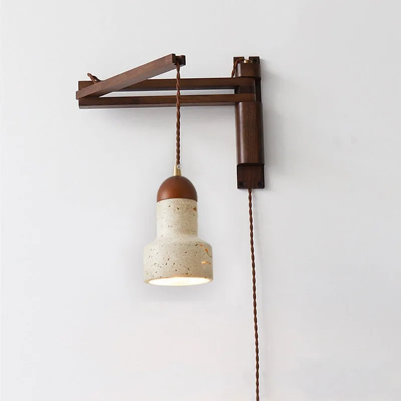 Traditionele Japanse houten travertijn bolvormige intrekbare opvouwbare wandlamp HL1111