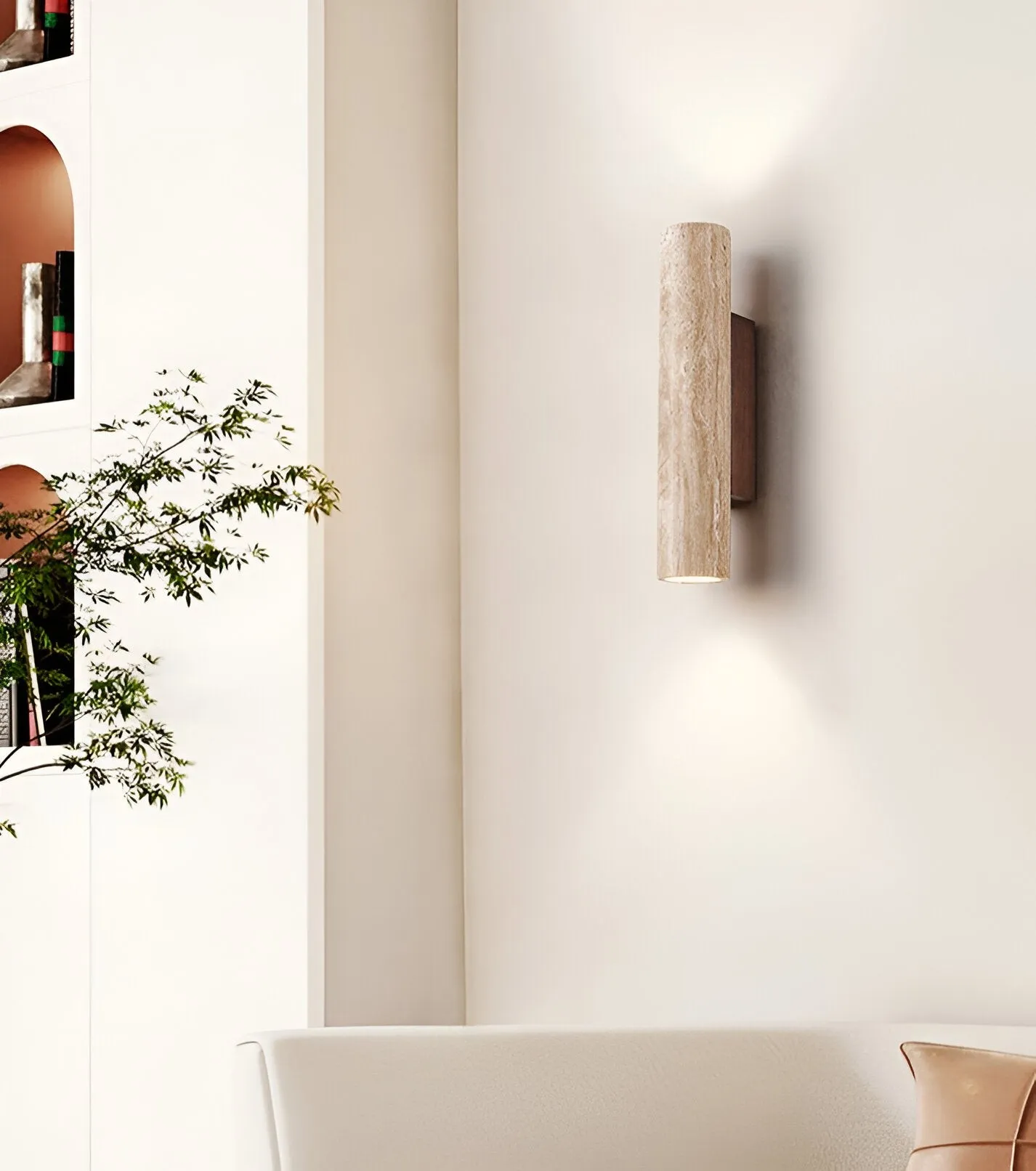 Japandi Tube Travertine Minimalistische Wandlamp HL1286