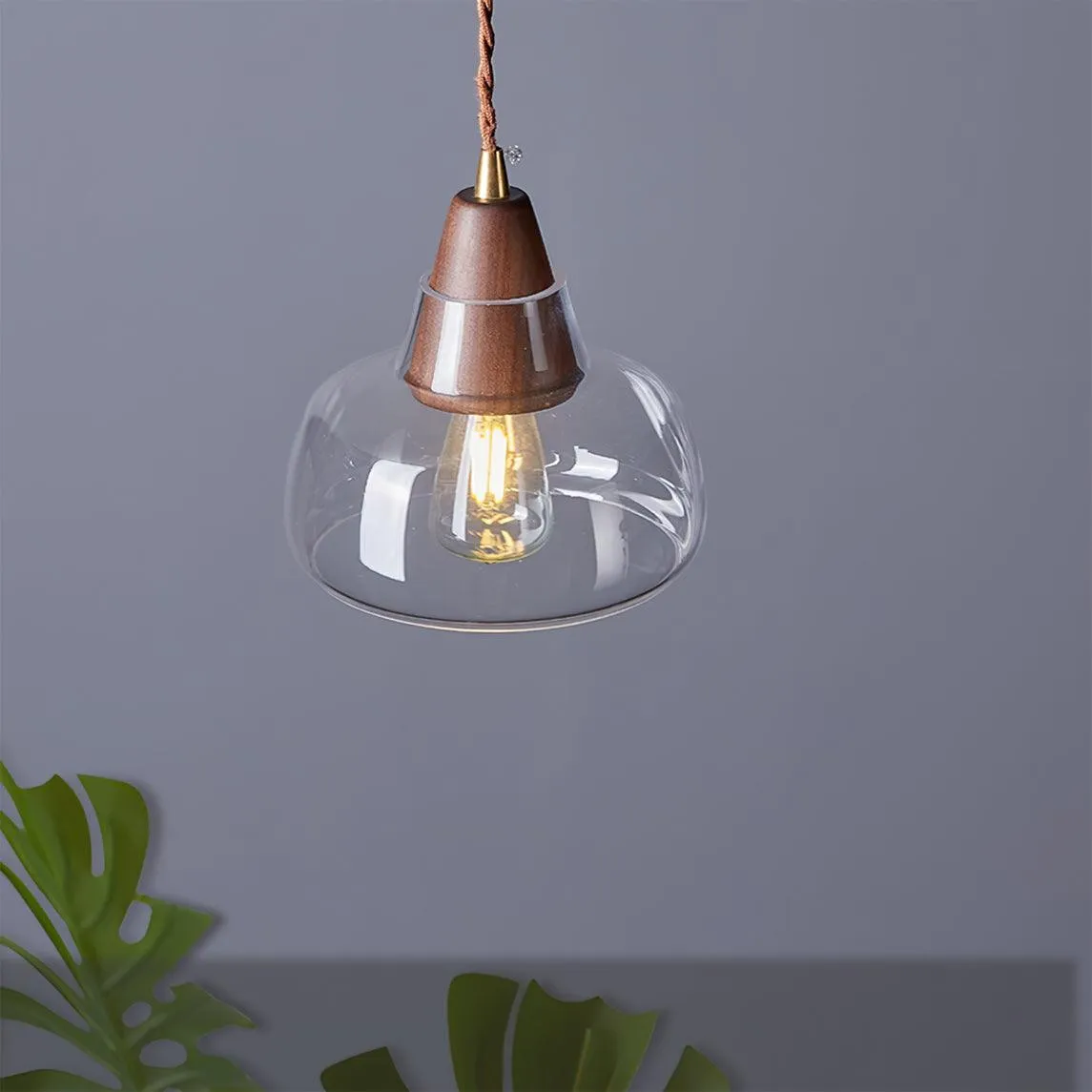 Hanglamp van notenhoutglas HL915