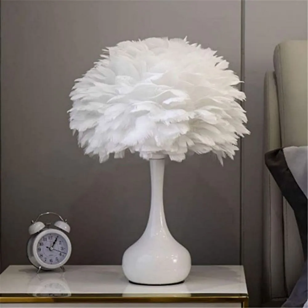 Luxe LED pluizige veer tafellamp HL08