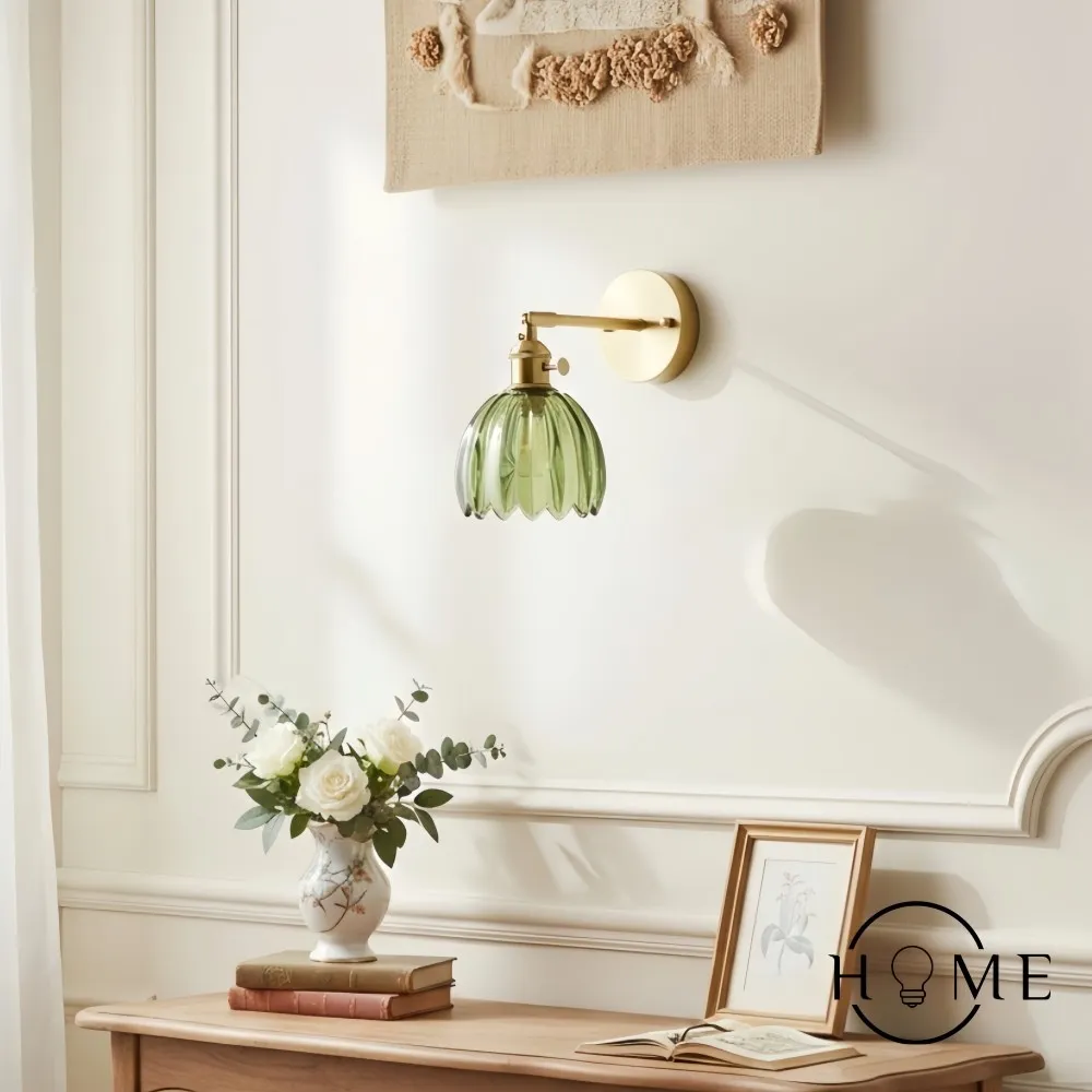 Vintage glazen bloemknop tulp wandlamp HL211