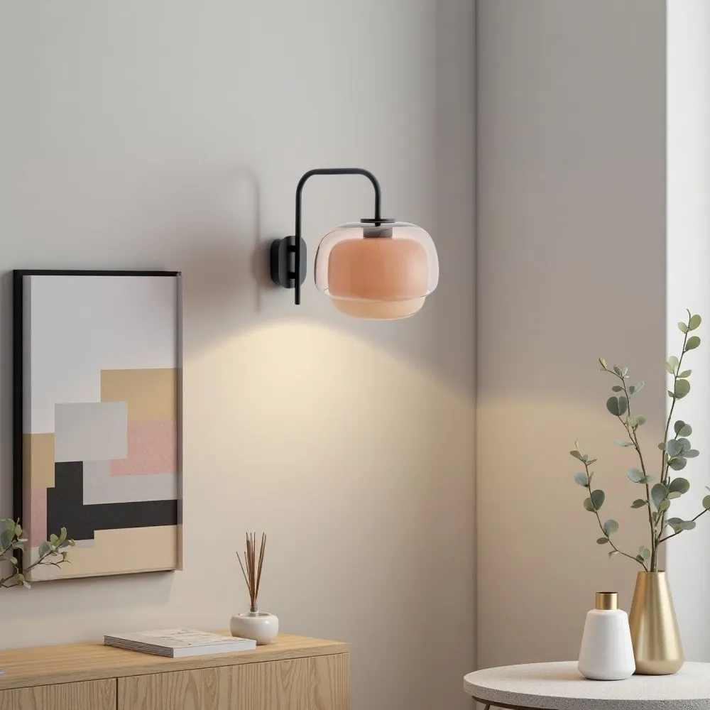 Clinco Wandlamp van gekleurd glas - Dubbele bolvormige lamp in de vorm van een paddenstoel HL1097