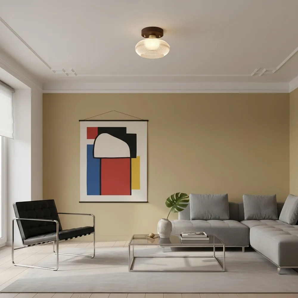 Soliro moderne glazen koepelplafondlamp met strakke, minimalistische vorm voor keukens en woonkamers HL2428