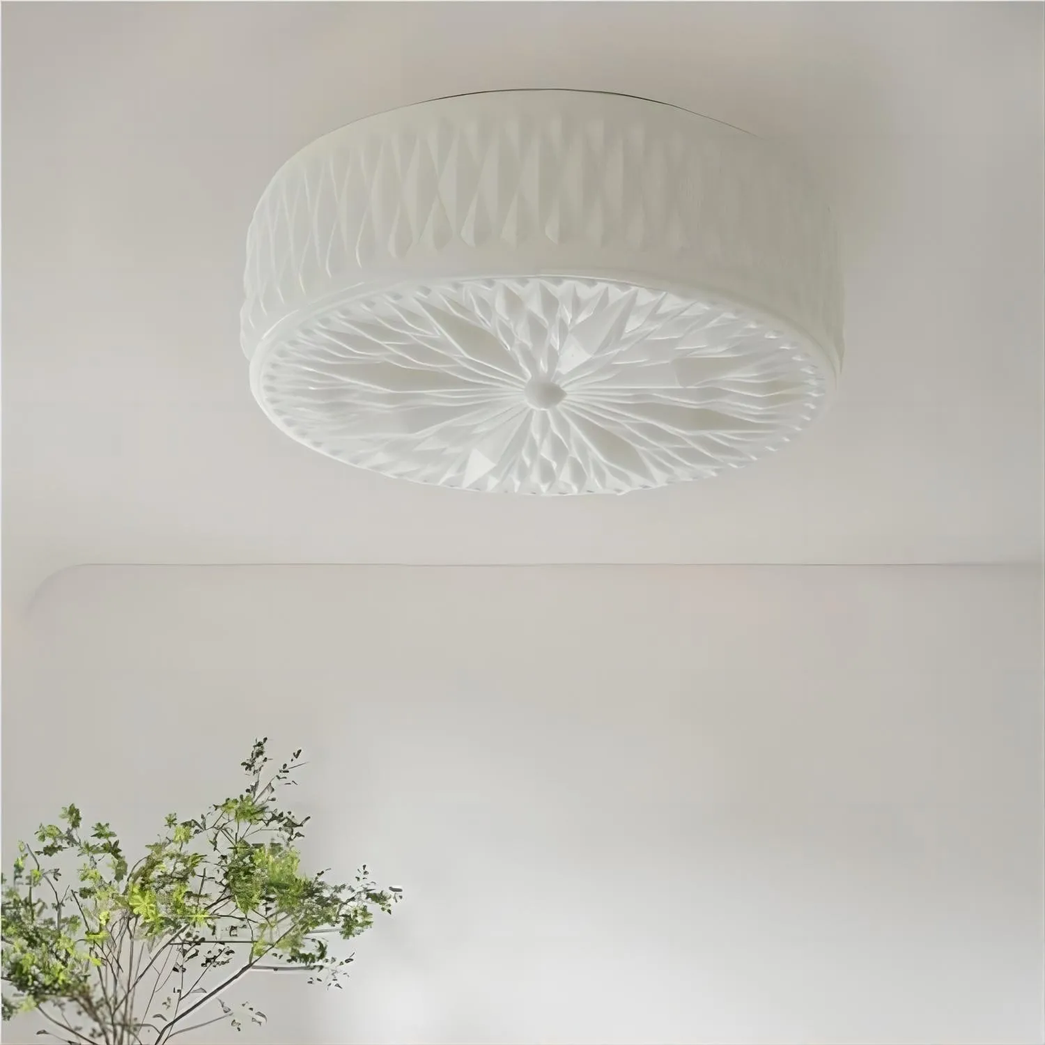 Vintage gebeeldhouwde glazen schijfplafondlamp HL194