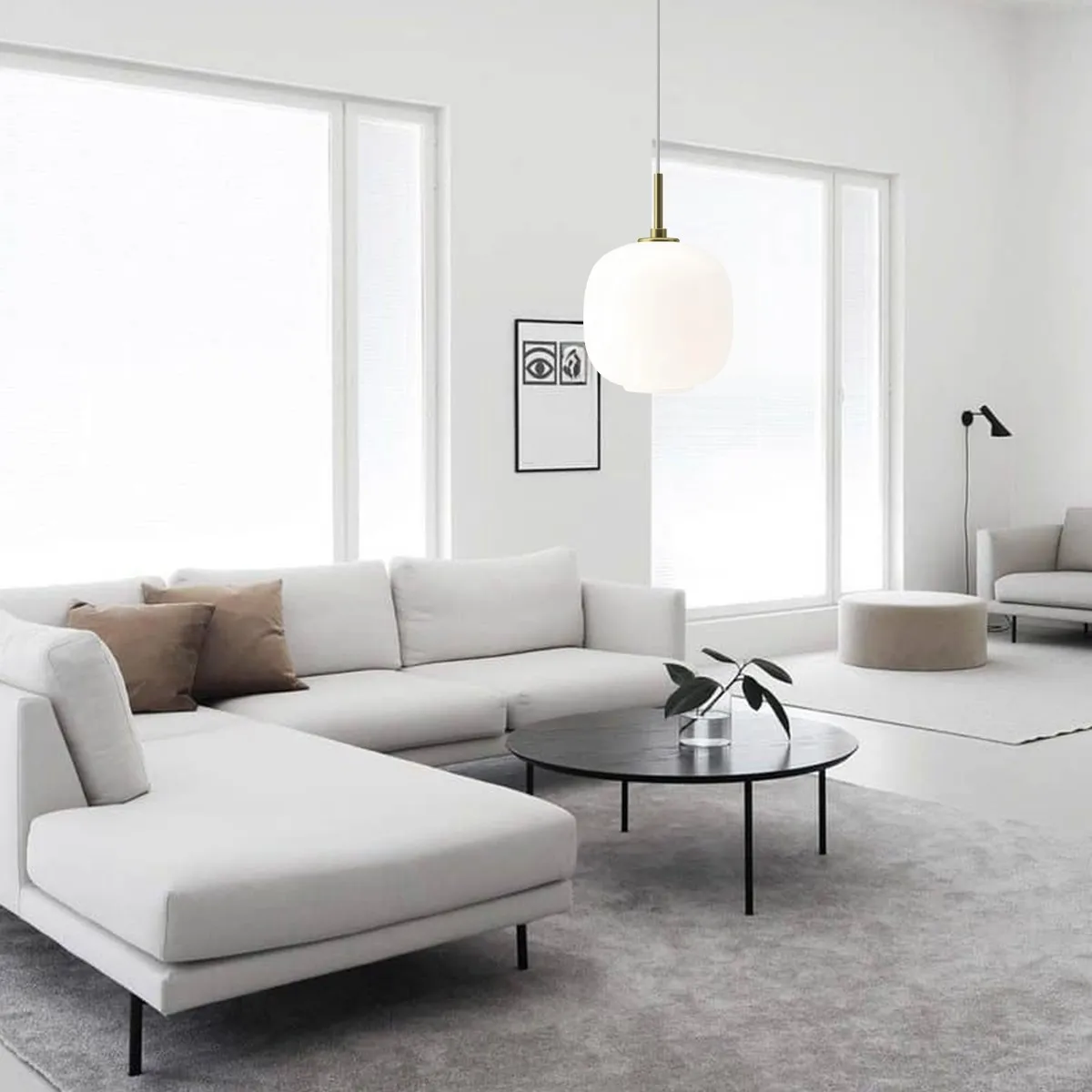 Moderne Opal Glass Orb Hanglamp HL276