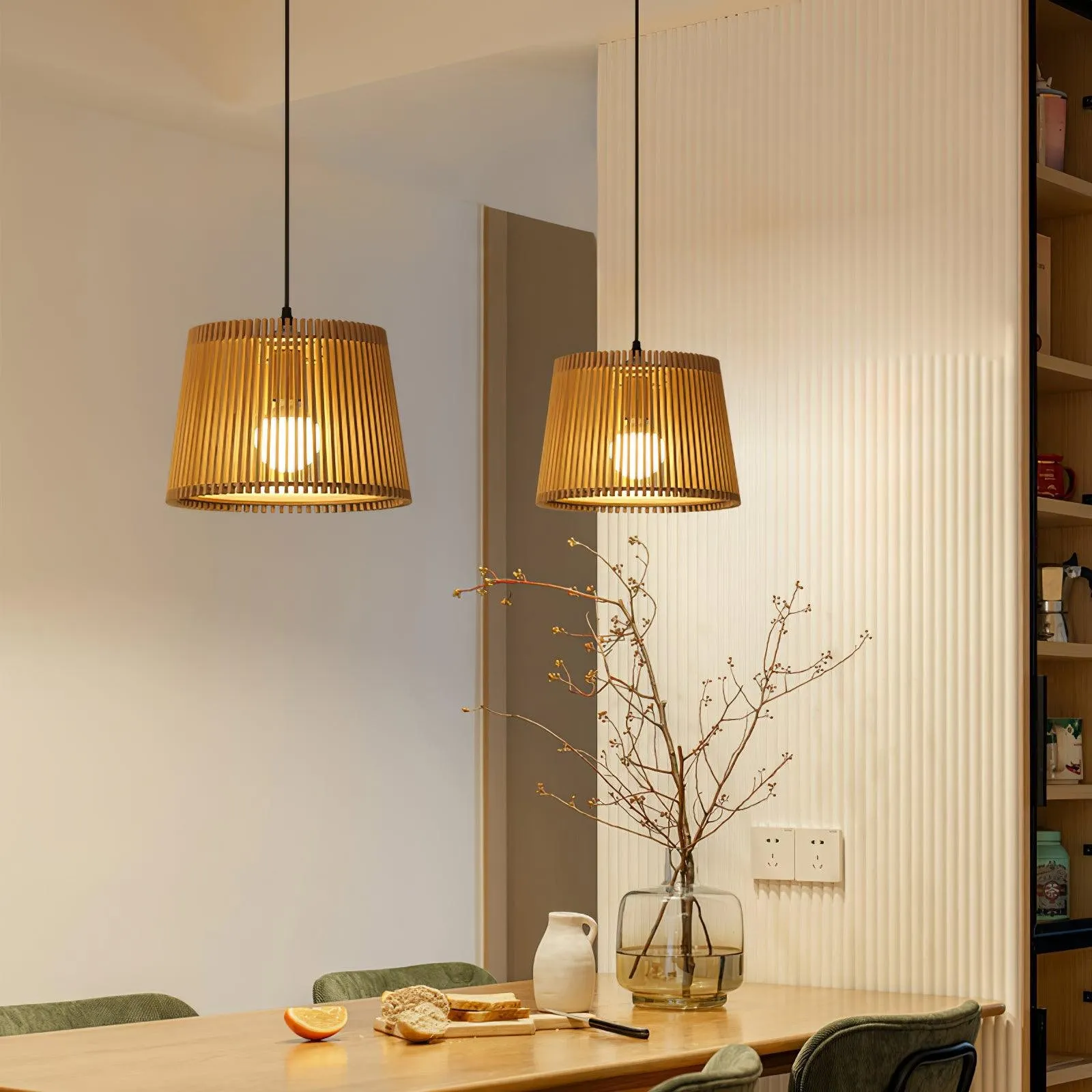 Houten boomstamkleurige kooi hanglamp HL752