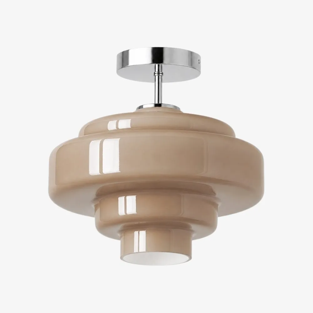 Koloro glazen plafondlamp - gelaagde, afgeronde lampenkap voor hal of garderobe HL3581