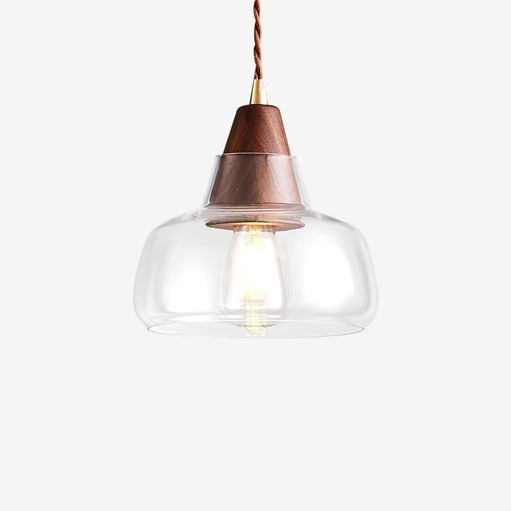 Hanglamp van notenhoutglas HL915
