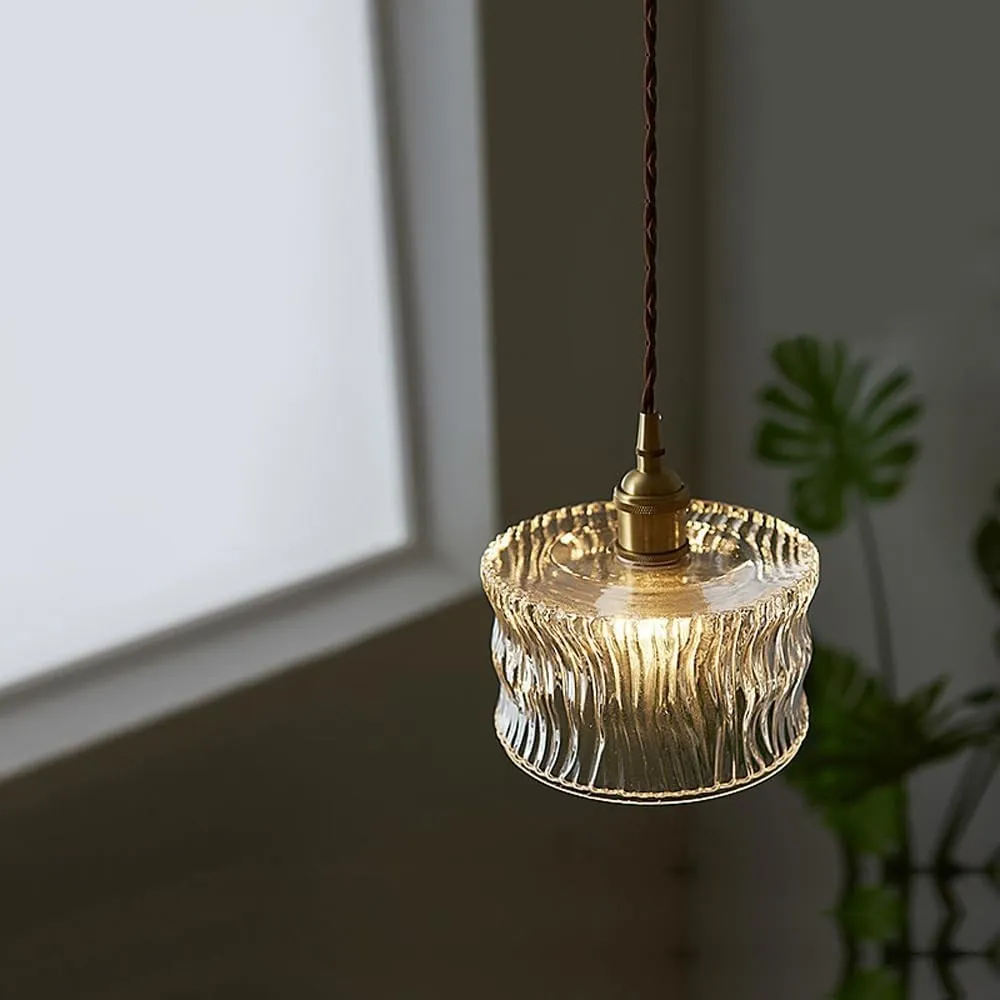 Antiek helder geribbeld glas Slaapkamer keuken hanglamp HL48