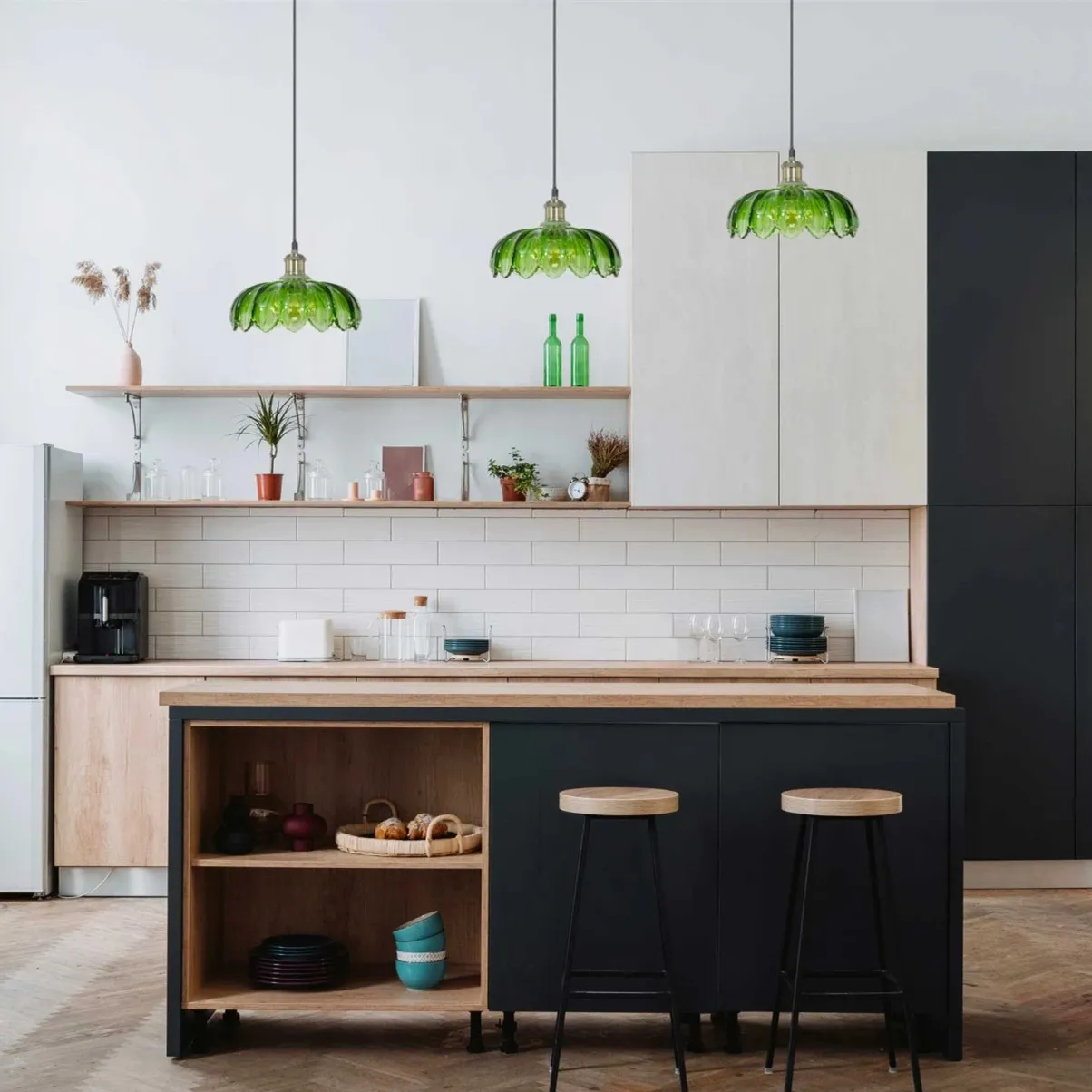 Vintage rustieke bloemblaadjesknoppen glazen hanglamp HL201