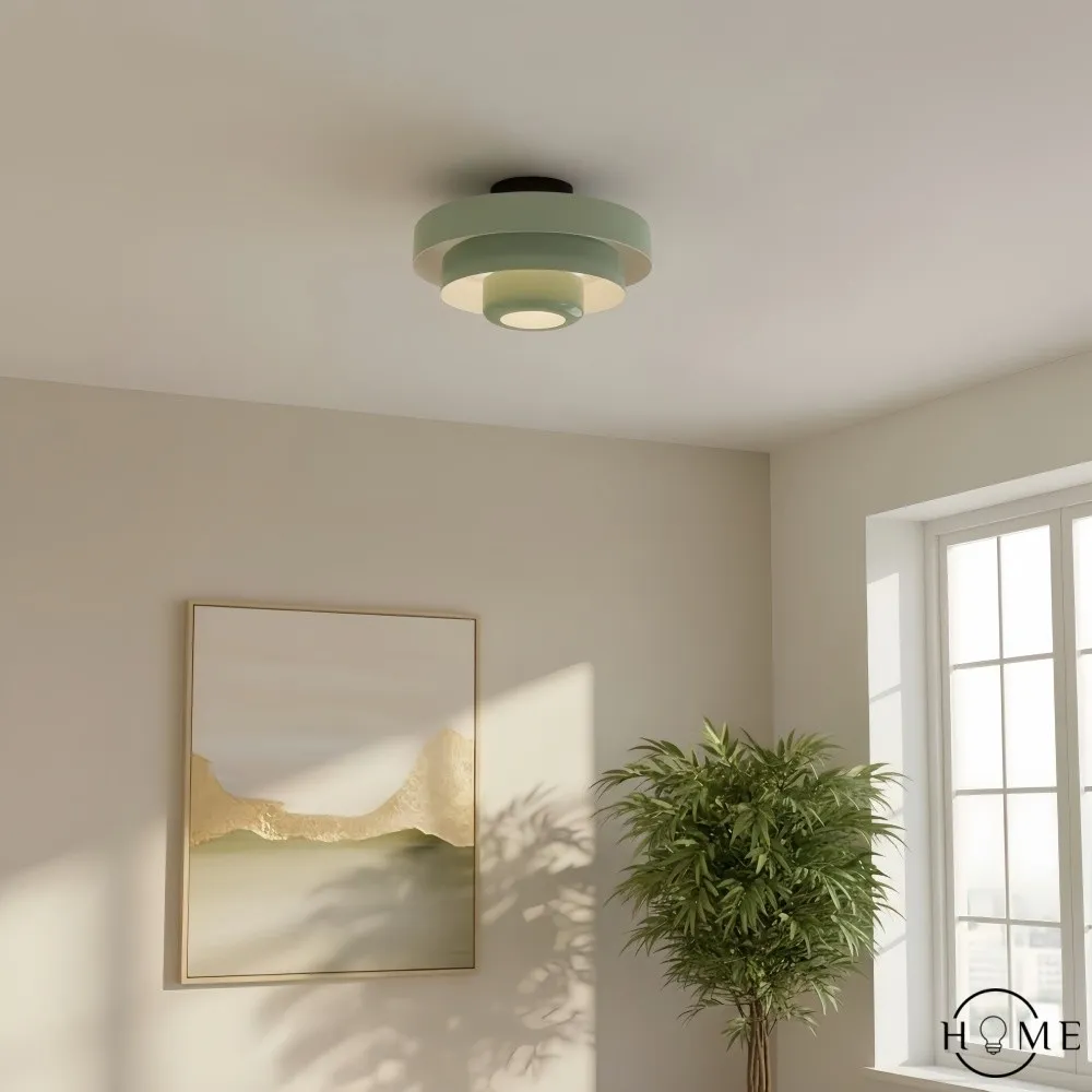 Veleora Bauhaus Drielaagse Plafondlamp - Kleurrijke Metalen Schijflamp HL1843