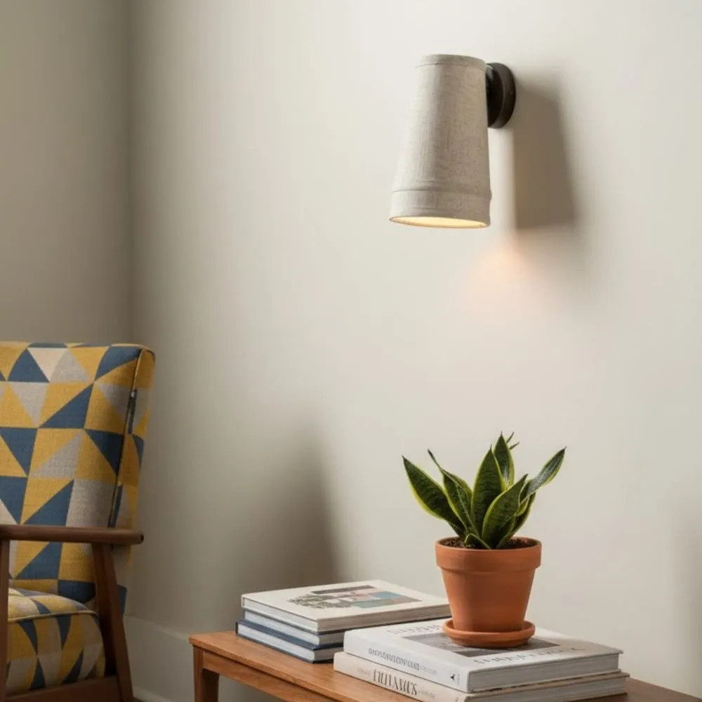 Zalen wandlamp met linnenstructuur in bronskleur - Zachte retro wandlamp voor leeshoek HL1912