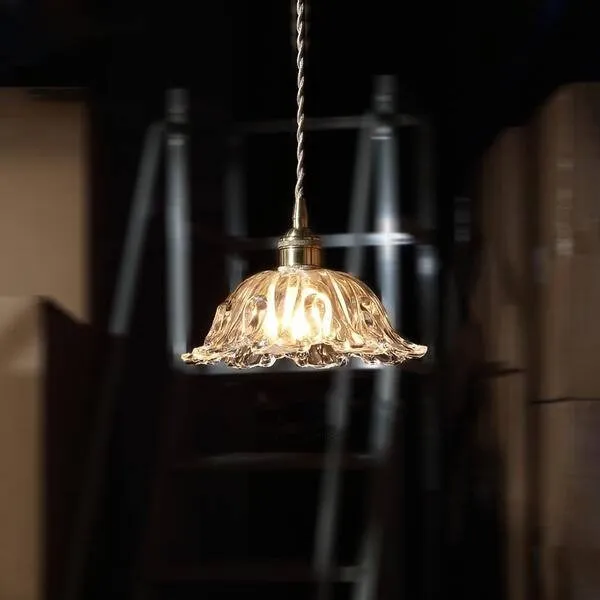 Antiek helder geribbeld glas Slaapkamer keuken hanglamp HL48
