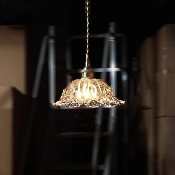 Antiek helder geribbeld glas Slaapkamer keuken hanglamp HL48