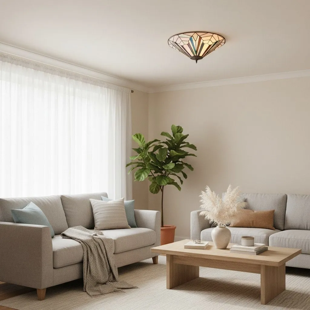TF Astoria Modern Deco plafondlamp met getextureerd glas - Elegante woonlamp HL2244