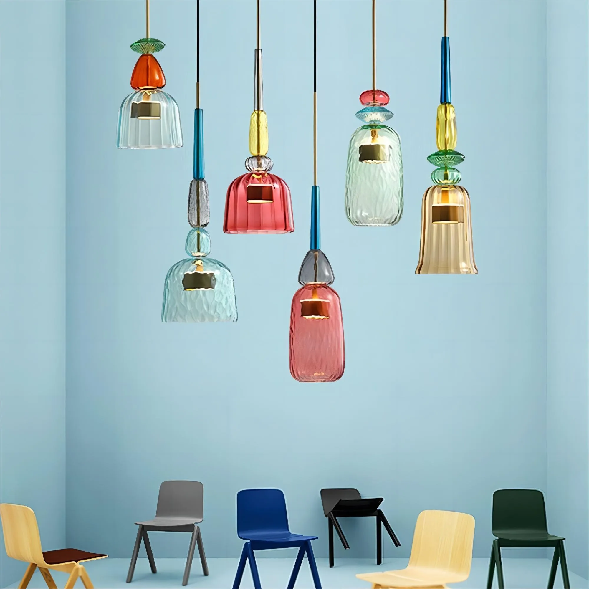 Scandinavische Macaron glas-in-lood design hanglamp HL213