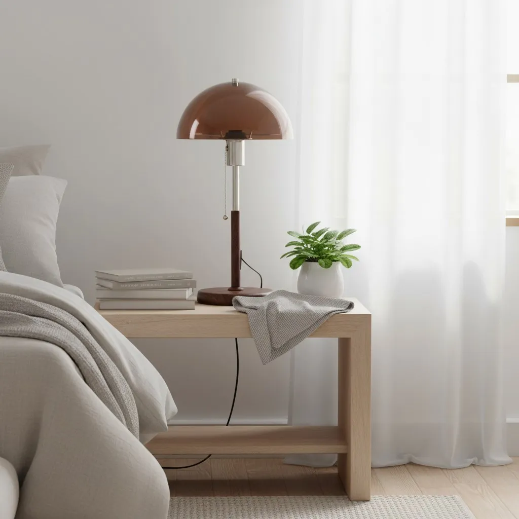 Afterglow tafellamp met ronde kap, accentlamp voor naast het bed - moderne retrostijl voor de slaapkamer HL2361