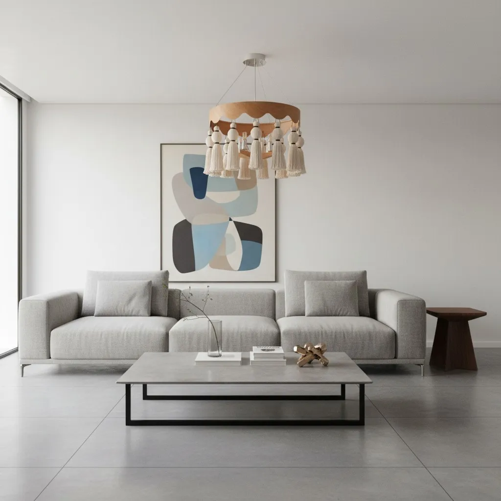 FringeAura Boho Kwastjes Kroonluchter - Grote Kroonluchter met Katoenen Franjes voor Eet- en Woonkamer HL2450