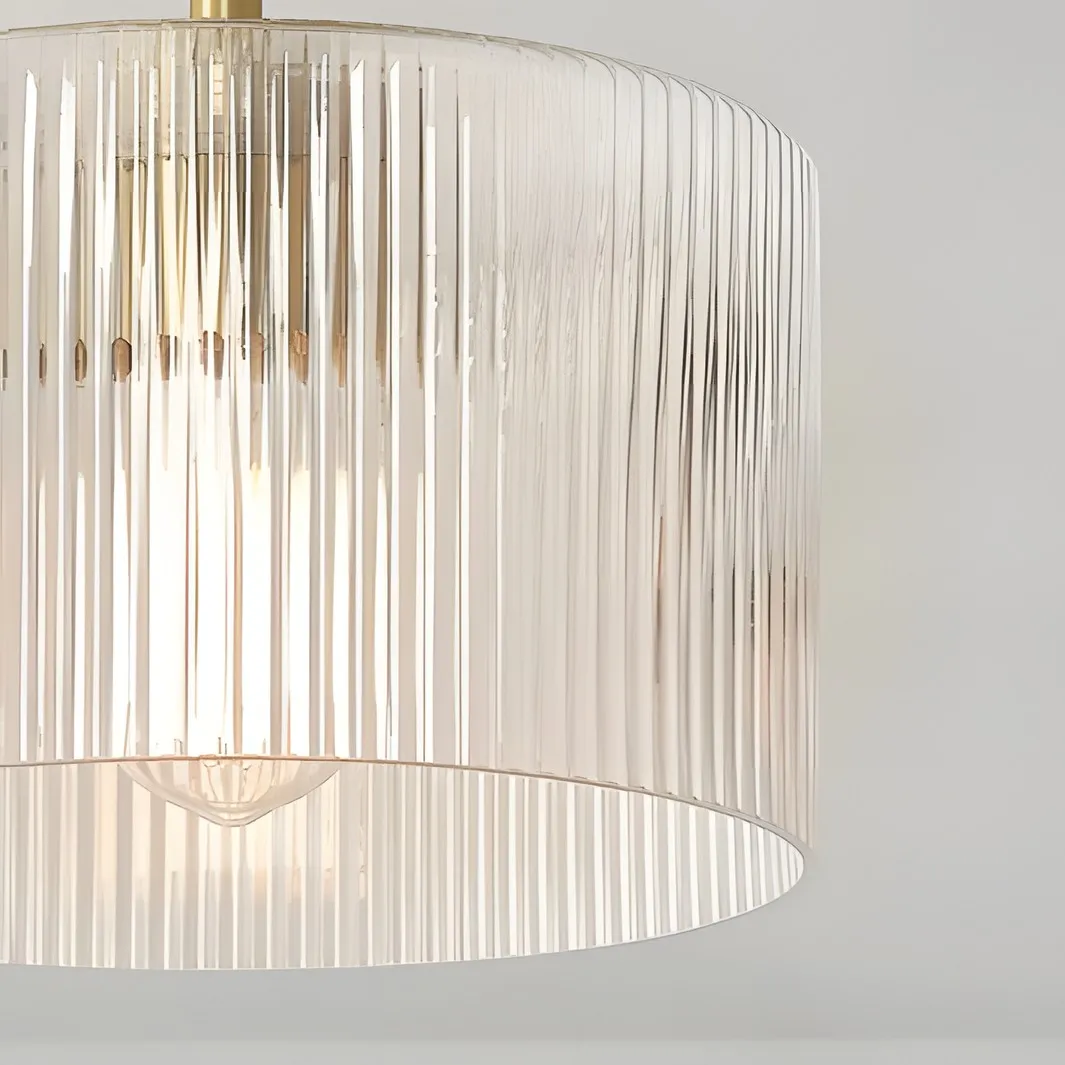 Rivora plafondlamp met ribbels en glazen kap - Moderne plafondlamp in landelijke stijl voor slaapkamer en hal HL2427