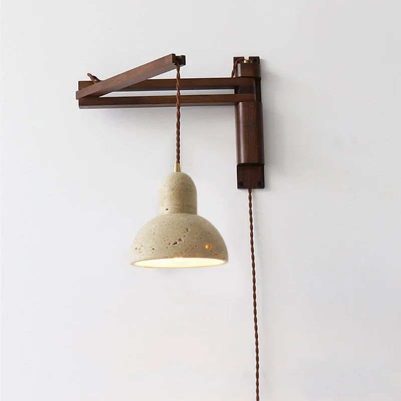 Traditionele Japanse houten travertijn bolvormige intrekbare opvouwbare wandlamp HL1111