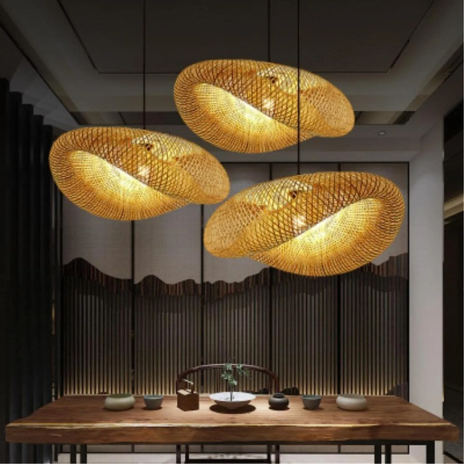 Rustieke bamboe rotan hanglamp voor woonkamer HL10