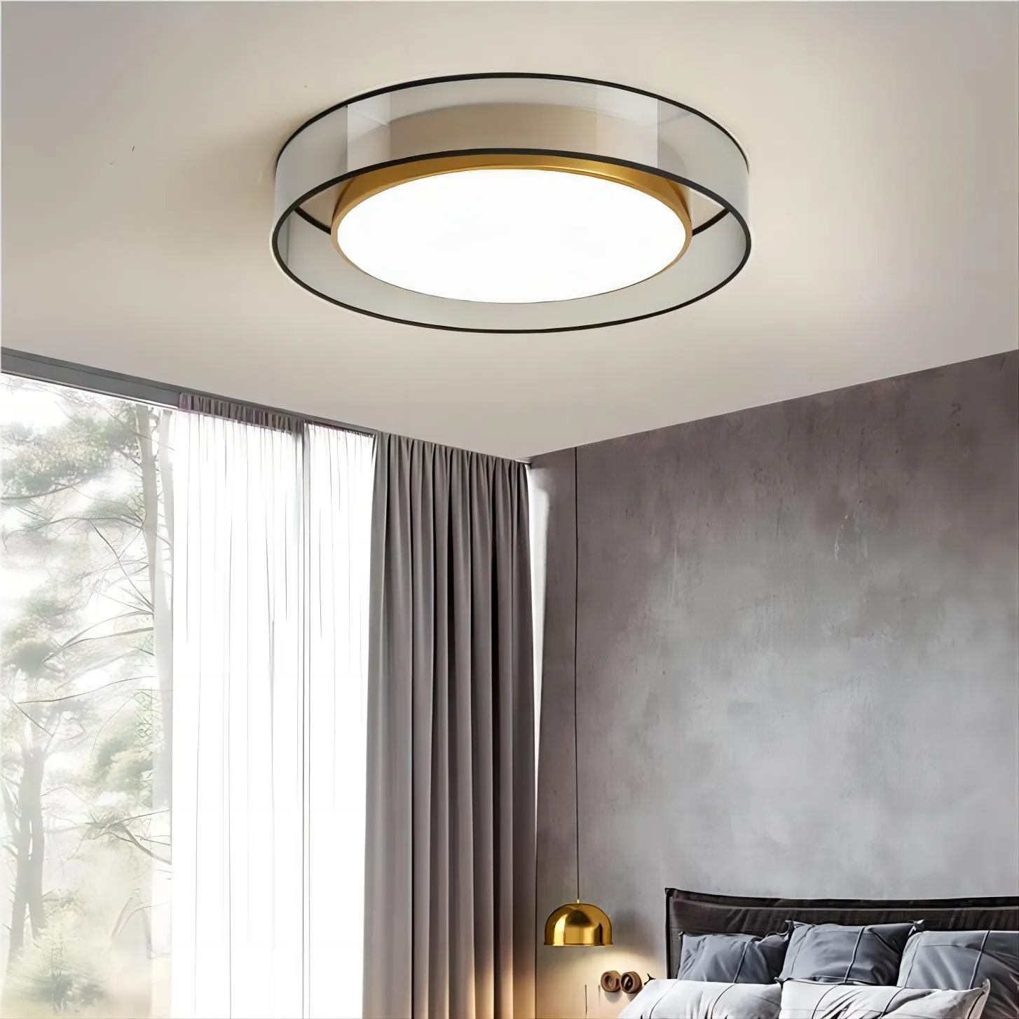 Moderne luxe ronde schijf messing plafondlamp HL172