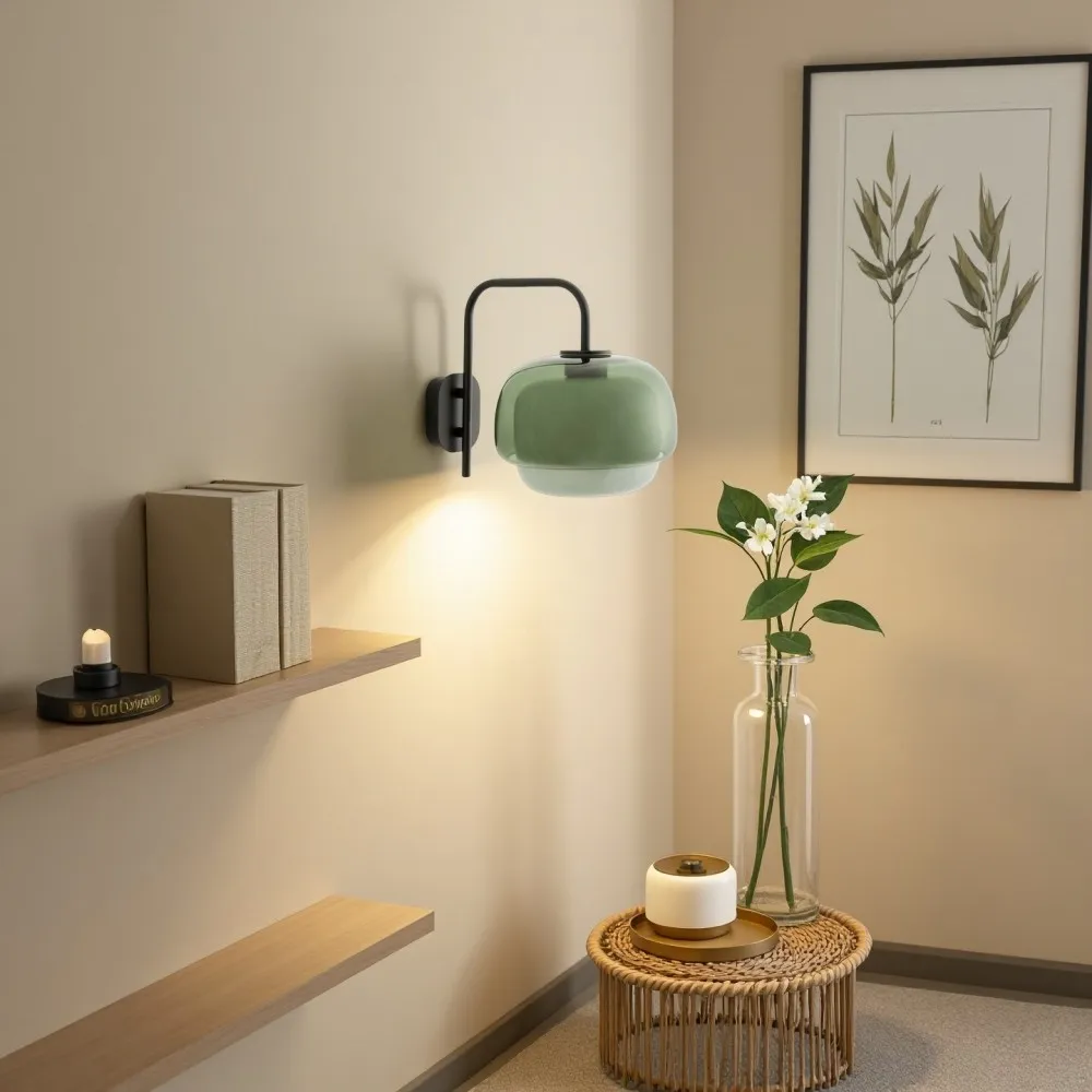 Clinco Wandlamp van gekleurd glas - Dubbele bolvormige lamp in de vorm van een paddenstoel HL1097