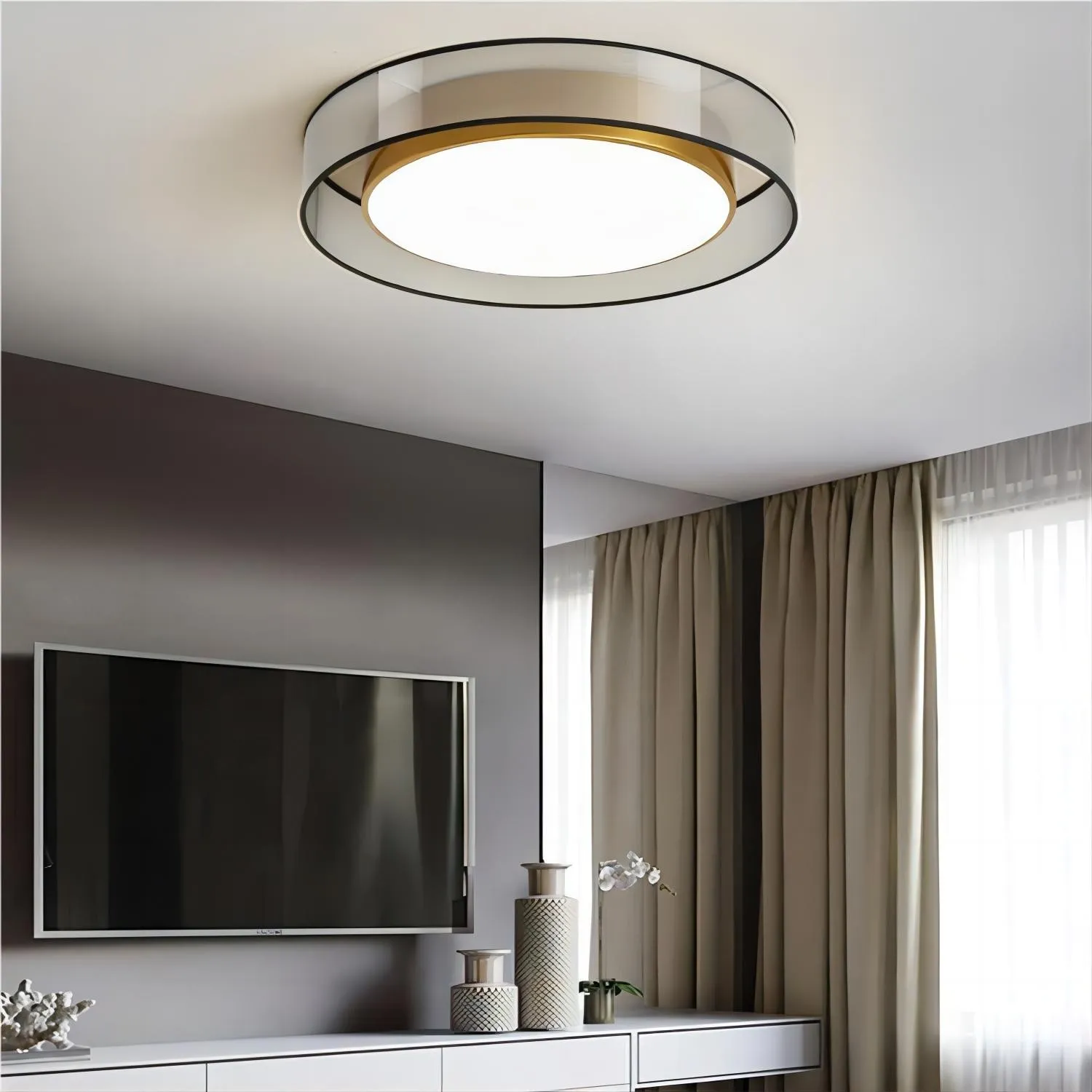 Moderne luxe ronde schijf messing plafondlamp HL172