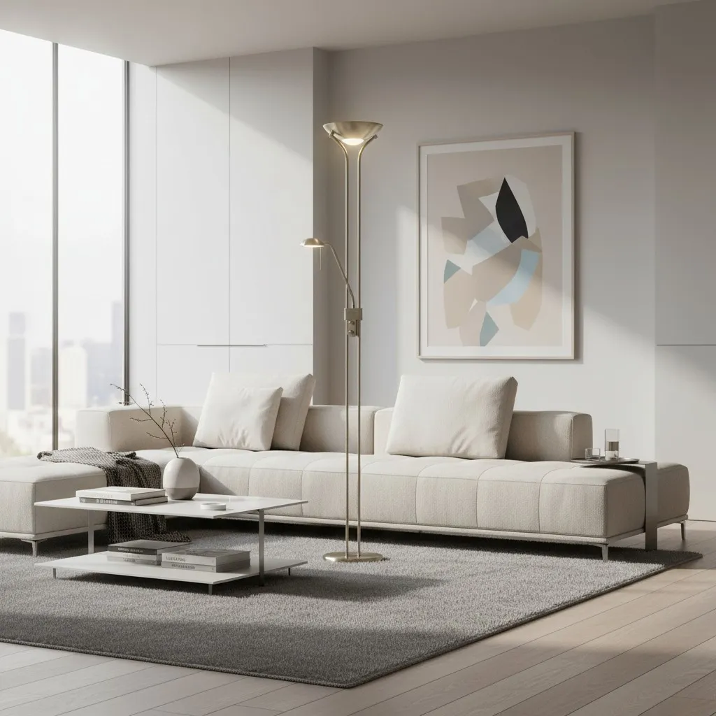 Linexis Art Deco vloerlamp van metaal en opaalglas - Dubbele lichtbron voor moderne interieurs HL2137