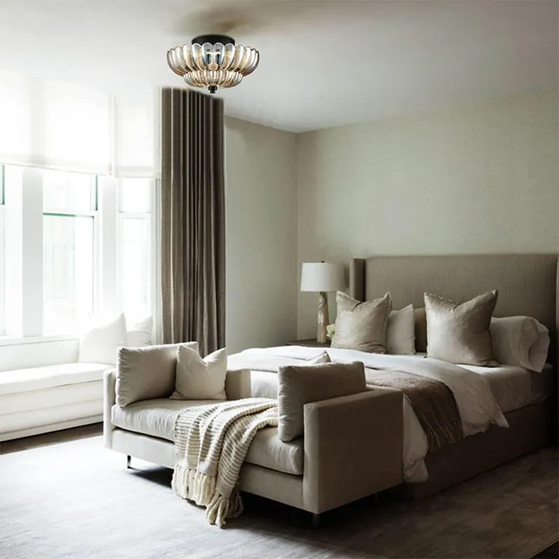 Semi-plafondlamp in parapluvorm, glazen lamp HL945