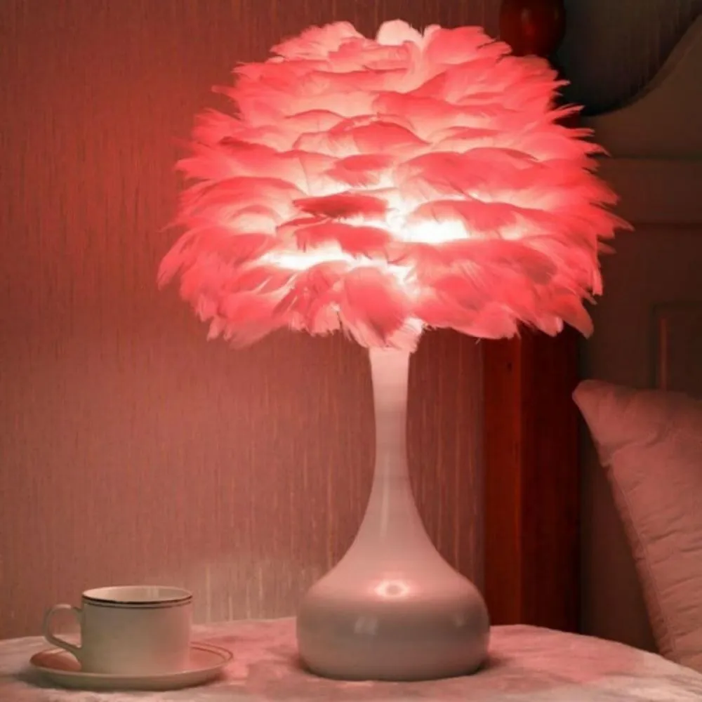 Luxe LED pluizige veer tafellamp HL08