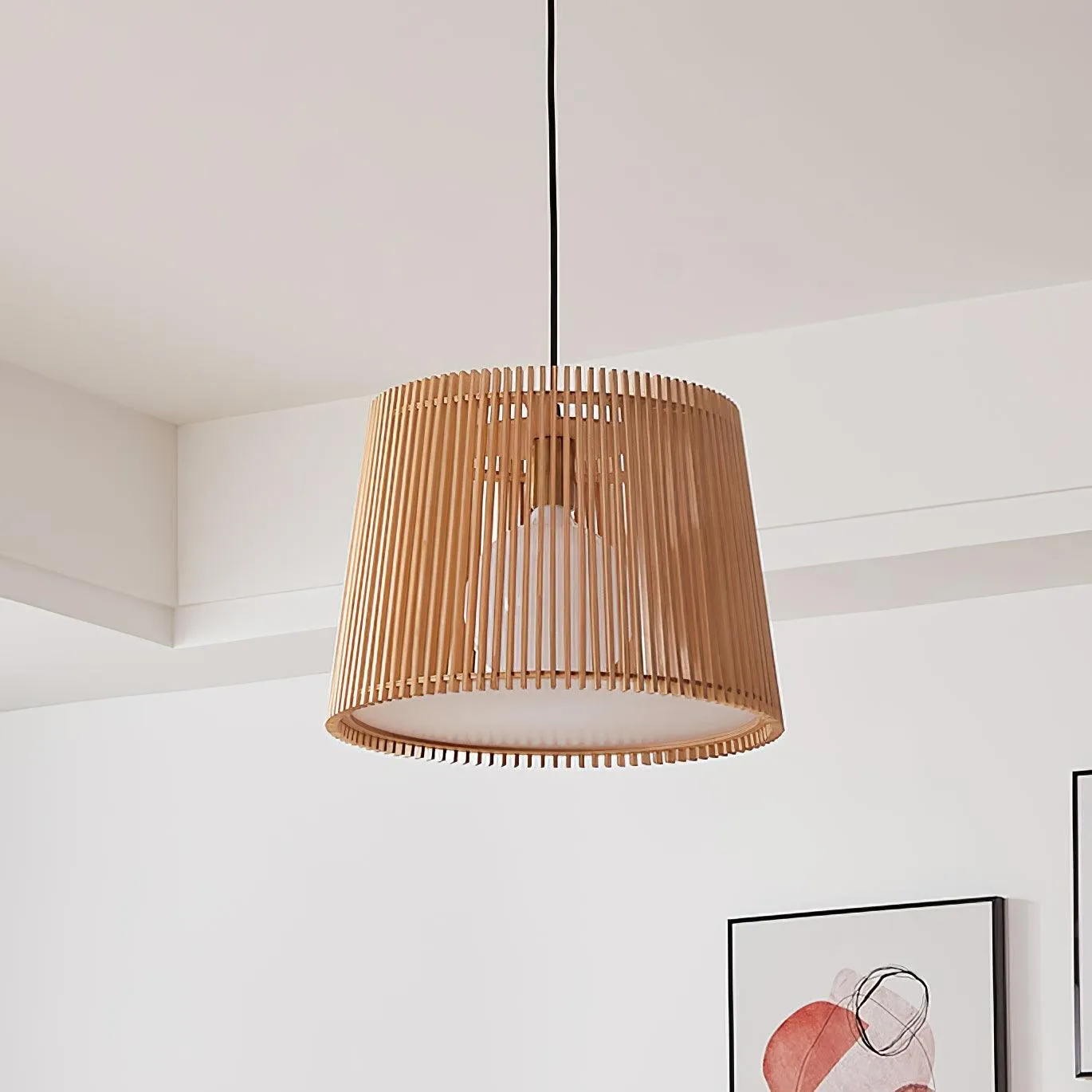 Houten boomstamkleurige kooi hanglamp HL752